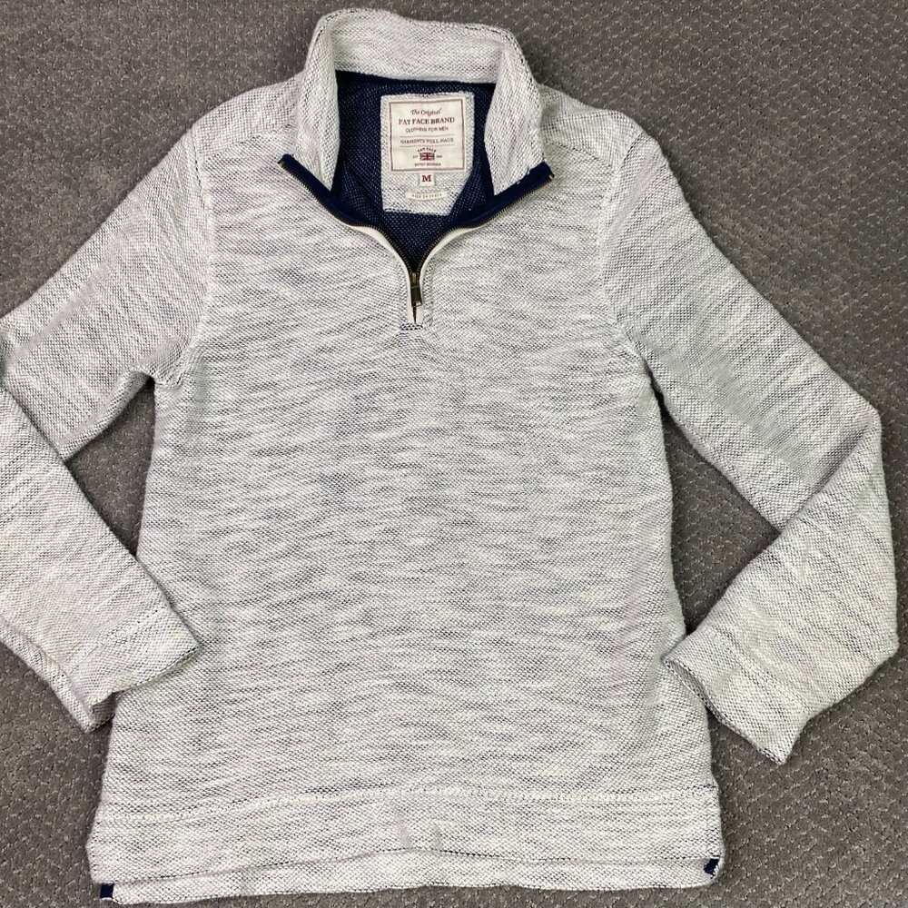 Fat Face 1/4 Zip Pullover Sweater Men's Medium Oatmeal Textured